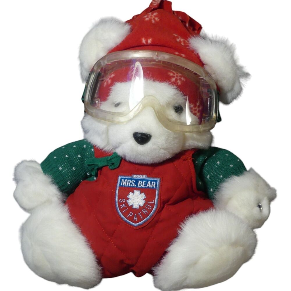 Santa Bear Ski Patrol Miss Bear 2004 Marshall Fields Plush Christmas Bag Inc